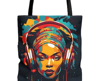 Black Woman African Tote Bag| Sistas Travel Bag| Brown Girl Weekender Bag| Ethnic Shopping Bag| Black Girl Tote Bag| African Woman Tote Bag