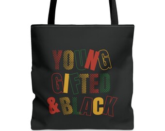 African American Young Gifted & Black Tote Bag | Black Girl Magic | Dope Brown Girl Tote Bag| Afro Reusable Bag | BLM |Black Owned Shop