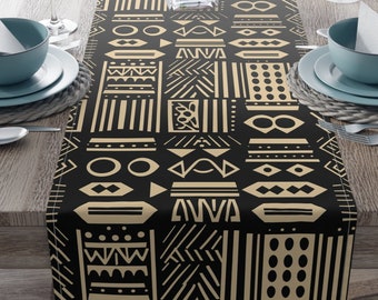 Mud-cloth  Décor| Boho Mudcloth Home Decor | Rustic Mud Cloth African Print | Kwanzaa Decorations | Ethnic Table Decorations| Black Owned