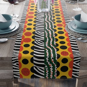 Modern African Kente Cloth Print Décor| Geometric Colorful Table Runner | Kwanzaa Christmas Decorations | Ethnic Decorations| Black Owned