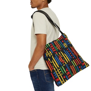 Kleurrijke Afro-Amerikaanse draagtas met geometrisch patroon | Afrocentrische draagtas| Etnische tas| Zwarte draagtas| Zwart eigendom
