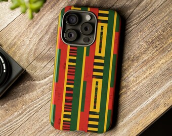 Funda para teléfono afroamericana de tela kente panafricana/funda para teléfono iPhone, Samsung, Pixel/funda para teléfono con arte negro/cultura negra/propiedad de negros