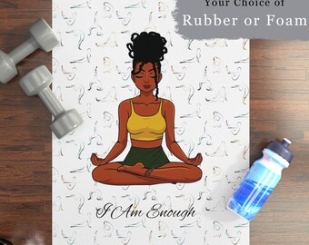 Custom Black Woman Yoga Mat| Personalized Black Woman Exercise Mat| Custom African American Pilates| Brown Girl Fitness Gift| Black Owned