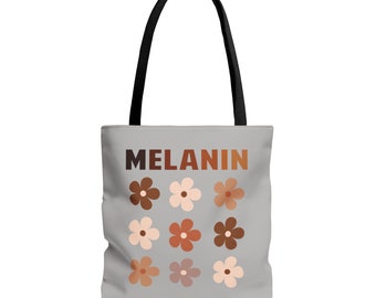 Melanin Black Brown Girl Tote Bag| Black Woman Affirmation Tote Bag| Black Women Gift| African American Sista Reusable Bag | Black Owned