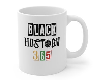 Preto minimalista da caneca de café do mês de BlackHistory Possuído| História negra 365 do afro-americano caneca de chá | Presente da Cultura Negra | Presente para Homem Negro
