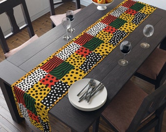 Modern African Print Décor| Geometric Colorful Table Runner | Kwanzaa Decorations | Ethnic Table Decorations| Black Owned