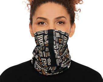Afrocentric Geometric Ethnic Cold Weather Winter Neck Gaiter | Mud Cloth Inspired Winter Accessories
