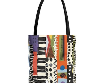 Abstract Art Tote Bag Gift for Her African Abstract Reusable Bag Colorful Ethnic Boho Tote Bag Brown Black Woman Gift Black Owned Shop