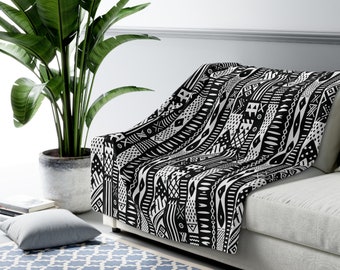Mud Cloth Throw Blanket | Mud-cloth Décor| African Print Throw Blanket| African American Woman Gift| Ethnic Decor| Black Owned