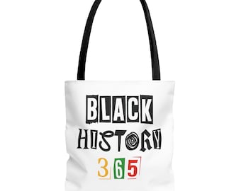 Zwarte History 365-draagtas| Black History Month-cadeau| Afro-Amerikaanse tas| Zwarte draagtas| Periode zwarte geschiedenis| Zwart eigendom