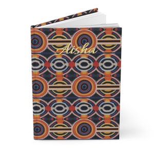 Personalized African Art Pattern Hardcover Journal| Black Girl Magic| Ethnic Zulu Bead Art Notebook| African American Gift| Black Owned