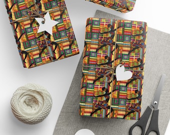 Colorful African Woman Print Wrapping Paper| Afro Modern Art Inspired Ethnic Wrapping Paper| Gift Wrap for Black Mom Present | Black Owned