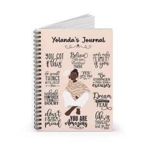 Personalized Black Woman Affirmations Manifest Journal| Custom Name Mindfulness Gift 4 Black Friend| Ethnic Woman Self-Love Spiral Notebook