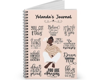 Personalized Black Woman Affirmations Manifest Journal| Custom Name Mindfulness Gift 4 Black Friend| Ethnic Woman Self-Love Spiral Notebook