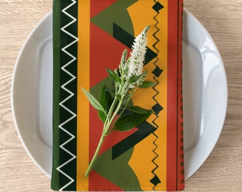 Mountain Inspired Ethnic Table Decorations| Kwanzaa Christmas Decorations| Kwanzaa Table Napkins|  Modern African Kente Print| Black Owned