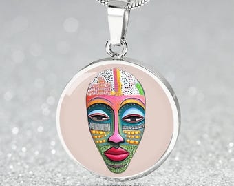 Black Queen Necklace 4 African American Woman | African Mask Engraved Jewelry 4 Black Woman| Bracelet Gift 4 BFF | Black Girl Magic Keychain