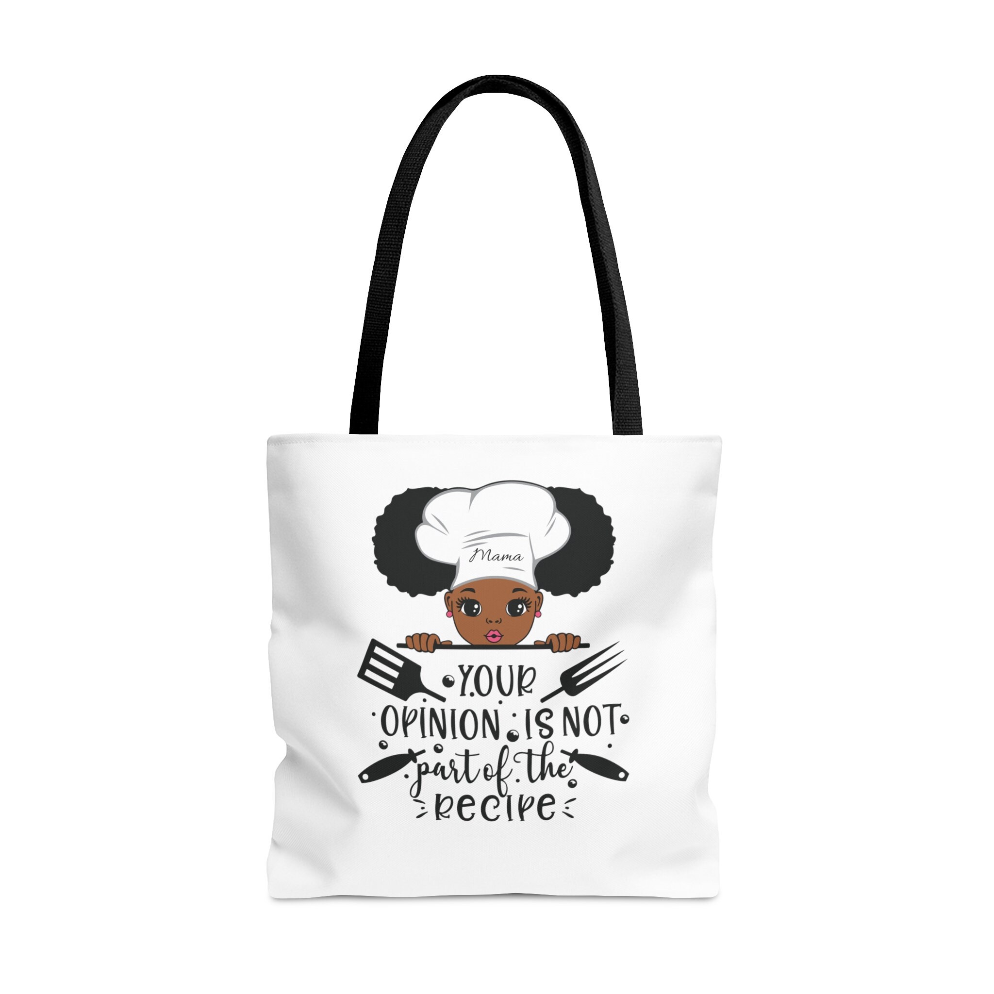 Personalized Black Woman Chef Tote Bag | African American Foodie Reusable Tote | Gift for Brown Black Woman Who Loves Cooking | Black Owned