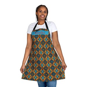 African Kente Cloth Inspired Apron Gift Personalized for Her | Modern Afrocentric Hostess Gift 4 Foodie | Custom Gift for Ethnic Artist