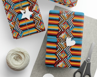 Colorful African Print Wrapping Paper| Zulu Bead Art Inspired Ethnic Print Wrapping Paper| Afrocentric Gift Wrap| Kente Cloth| Black Owned