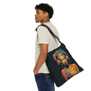 Black Woman African Tote Bag| Sistas Travel Bag| Brown Girl Book Bag| Ethnic Shopping Bag| Black Girl Tote Bag| African Woman Tote Bag