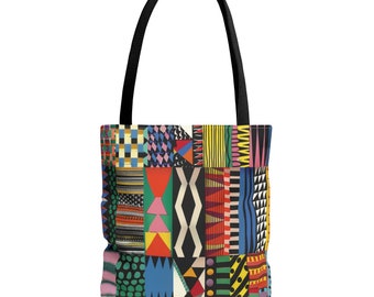Afrocentric Art Tote Bag Gift for Her African Abstract Reusable Bag Colorful Ethnic Mud Cloth Tote Bag Brown Black Woman Gift Black Owned