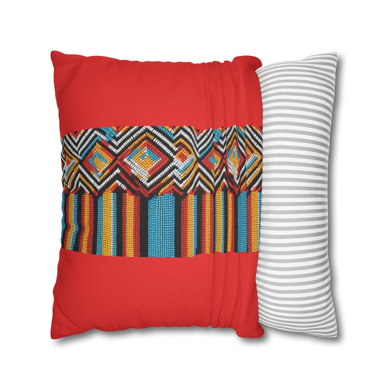 Afrocentric Throw Pillow Cover Zulu Beads African Art Inspired Cushion