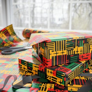 Buntes Geschenkpapier mit afrikanischem Aufdruck | Ethnisches Ankara Geschenkpapier | Afroamerikanische Geschenkverpackung | Schlamm Tuch | Kente Tuch| Schwarz besessen