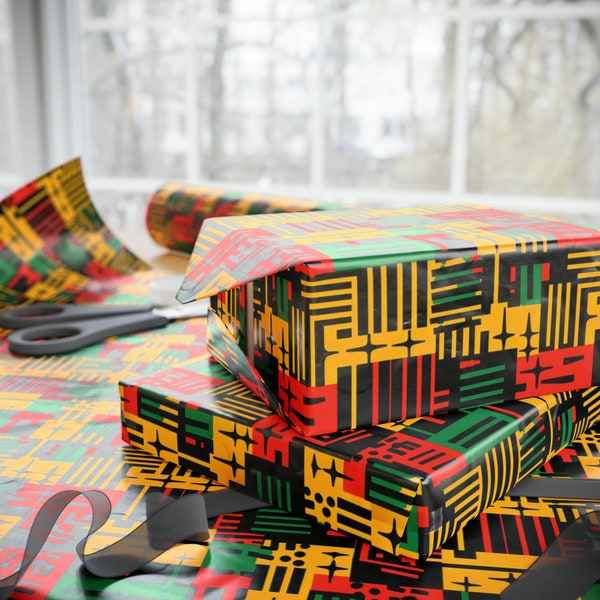 Colorful African Print Wrapping Paper| Ethnic Ankara Wrapping Paper| African American Gift Wrap| Mud Cloth| Kente Cloth| Black Owned