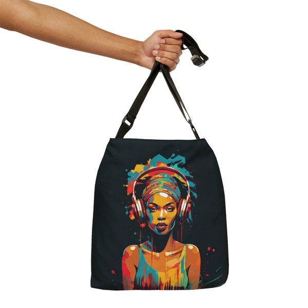Black Woman African Tote Bag| Sistas Travel Bag| Brown Girl Book Bag| Ethnic Shopping Bag| Black Girl Tote Bag| African Woman Tote Bag