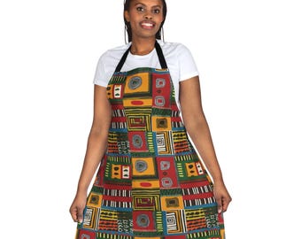 Abstract Afrocentric Style Kitchen Apron | Boho Foodie Gift | Cultural Gift for Chef