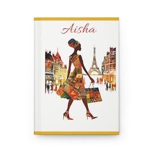 Personalized Black Woman Journal Gift For African American Writer Paris Hardcover NoteBook Gift 4 Melanin Friend Unique Black Culture