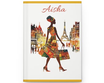 Personalized Black Woman Journal Gift For African American Writer Paris Hardcover NoteBook Gift 4 Melanin Friend Unique Black Culture