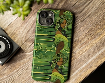 African American Woman Phone Case | iPhone 16, Samsung S25, Pixel 9 Ethnic Phone Case | Black Art |  Kente Cloth Phone Case | Black Owned