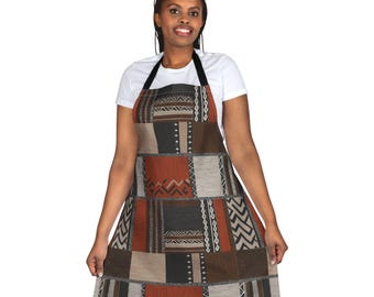 Afrocentric Tribal Apron | Cultural Earth Tone Kitchen Apron | Unisex Chef Apron