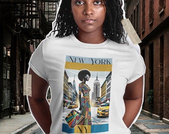 Black Woman New York Shirt for Black Girl Wanderlust TShirt Black Travel Sweatshirt New York Fashion T-Shirt 4 Black Woman Shirt Black Owned