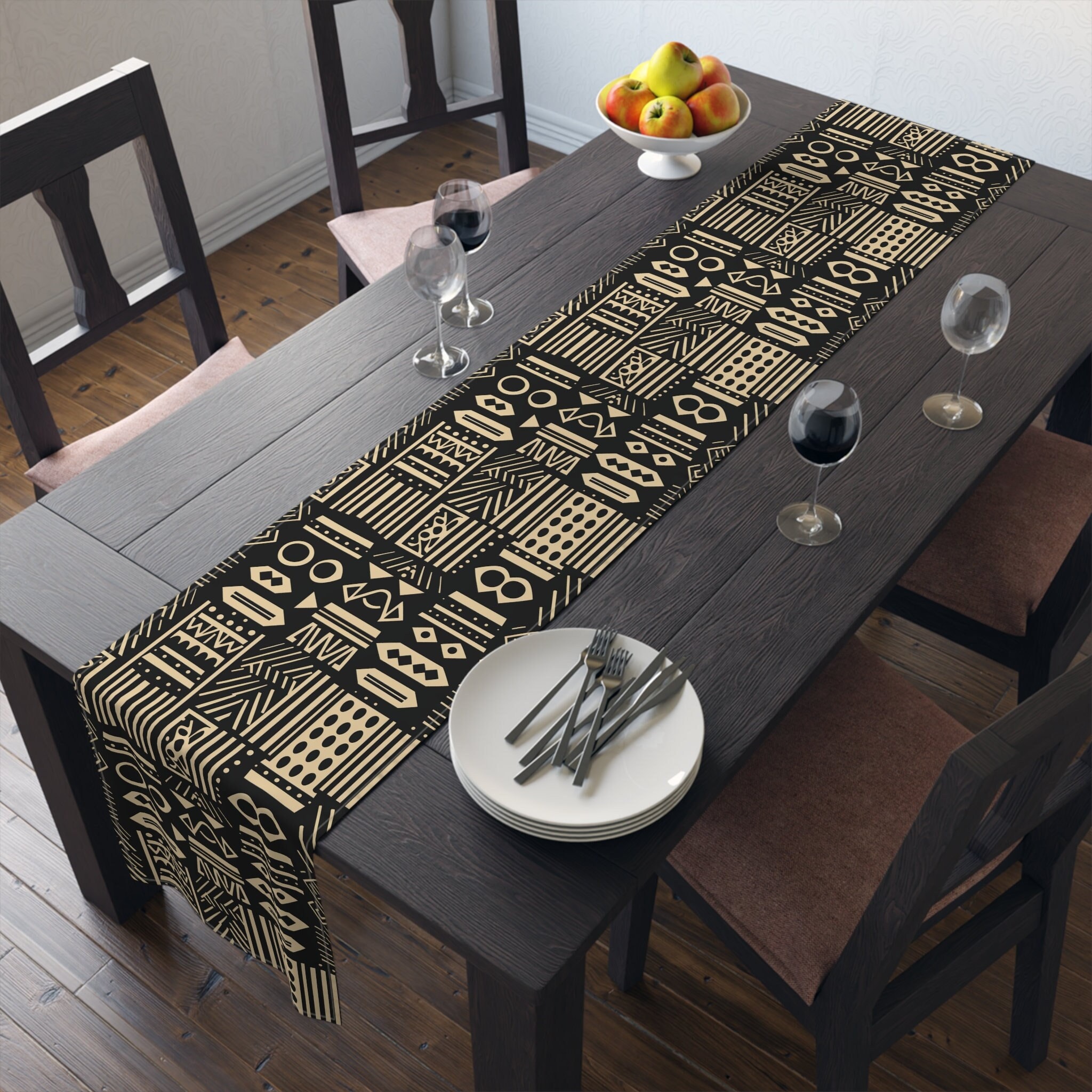 Mud Cloth Table Runner Décor Boho Table Linen Ethnic Housewarming