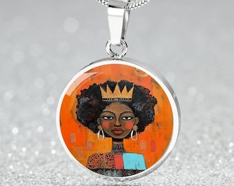 Black Queen Necklace for African American Woman | Engraved Jewelry 4 Black Woman Birthday | Bracelet Gift 4 BFF | Black Girl Magic Keychain