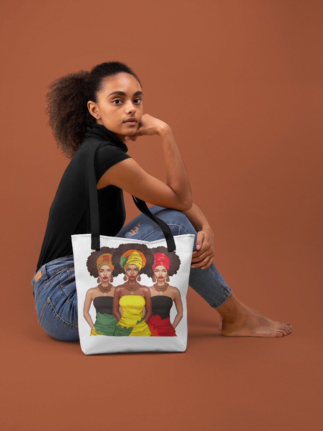 Women's Tote Bag - African American Woman Design, Lightweight & Water-Resistant, For Work, Travel, Or School (M Or L Size)