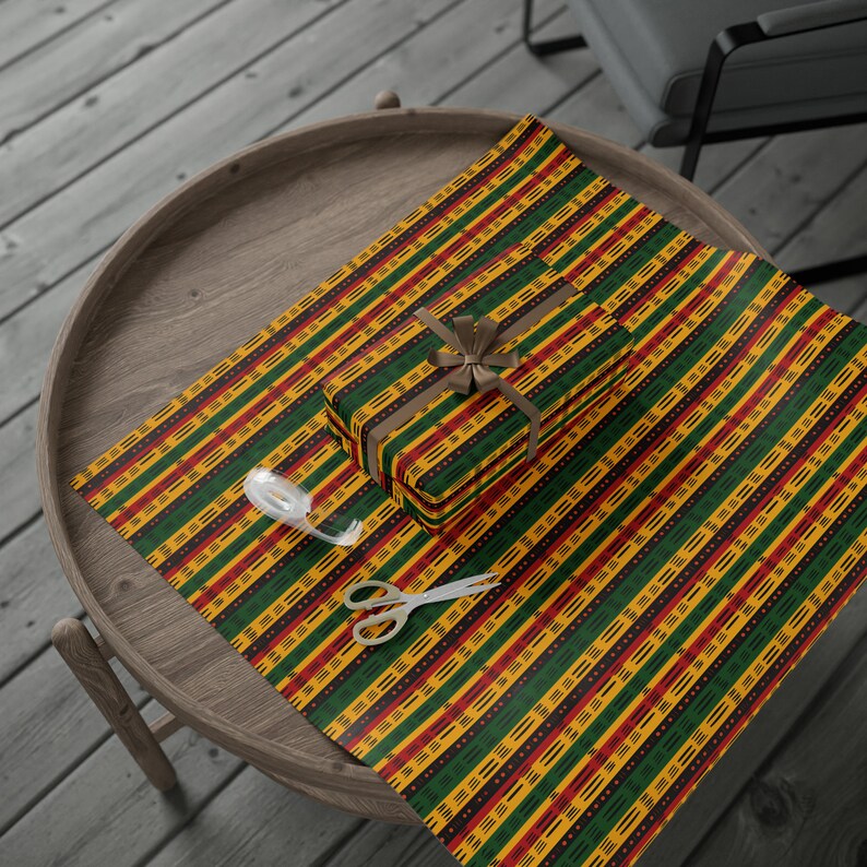 Colorful Modern African Print Wrapping Paper Ethnic Ankara Wrapping Paper African American Gift Wrap Kente Cloth Mud Cloth Black Owned image 5