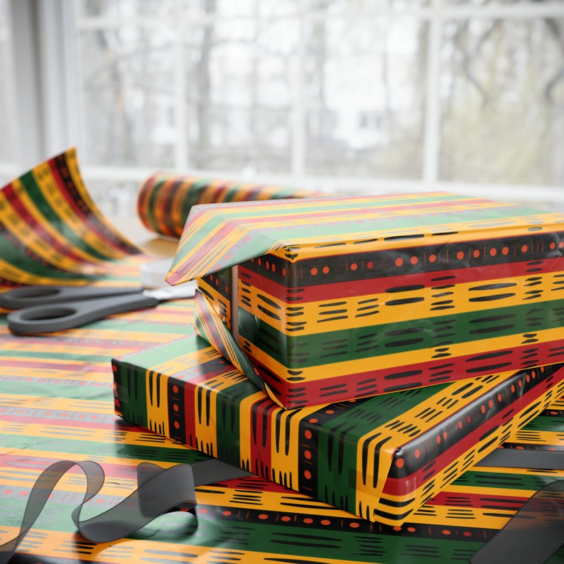 Colorful Modern African Print Wrapping Paper| Ethnic Ankara Wrapping Paper| African American Gift Wrap| Kente Cloth| Mud Cloth| Black Owned