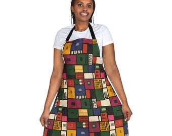 Colorful Afrocentric Apron | Bold Patchwork Kitchen Gift | Cultural Chef Housewarming Present