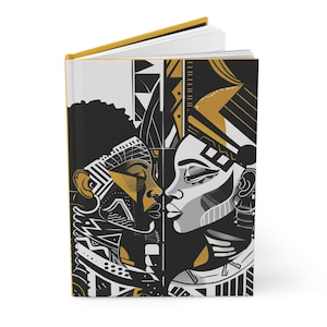 Black Woman Personalized Journal Gift For African American Writer Ethnic Art Hardcover NoteBook Gift for Melanin Girl Unique Black Culture
