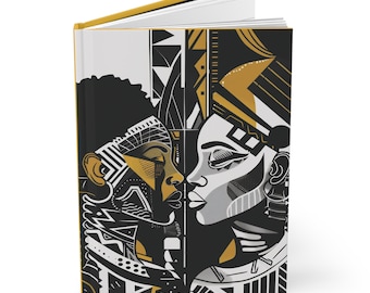 Regalo de diario personalizado de mujer negra para escritor afroamericano arte étnico cuaderno de tapa dura regalo para melanina chica cultura negra única