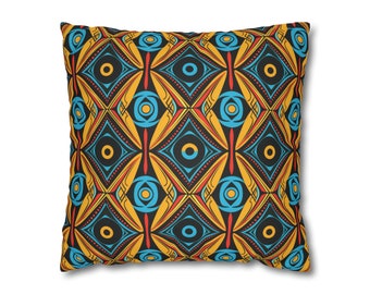 Funda de almohada de tiro afrocéntrico / Hogar afroamericano / Kente Cloth Faux Suede Deco / Decoración étnica del hogar / Cojines de tela africana / Propiedad negra