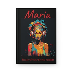 Personalized Black Woman African Hardcover Journal | Sistas Notebook | Brown Girl Accessories| Gift for African American Woman|  Black Owned