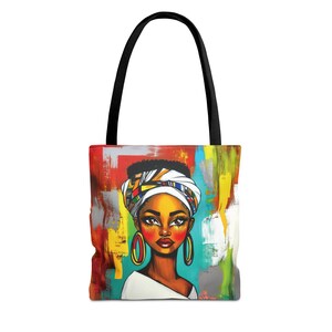 Leuke afrocentrische draagtas cadeau voor haar | Leuke kleurrijke kunstige tas voor haar | Bruine herbruikbare damestas | Zwarte cultuurcadeau voor zwarte vrouw,