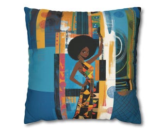 Kunstzinnig decor zwarte vrouw | Jaren 80 retro retro jaren 70 sierkussen cadeau 4 zwarte meid| Afro-collagekussen cadeau 4 Afro-Amerikaans| Zwart eigendom