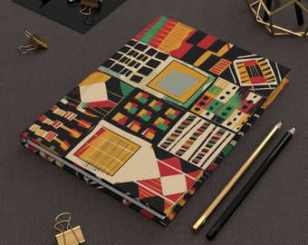 Cadeau livre graphique panafricain à couverture rigide pour manifestation d'un homme noir Cadeau de carnet de notes afro-américain ethnique coloré moderne et coloré pour adolescent noir