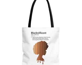 Bolso de mano con melanina de Blacknificent para niña, bolso de afirmación para mujer negra, regalo para mujer negra, bolso reutilizable para hermana afroamericana, propiedad de negros