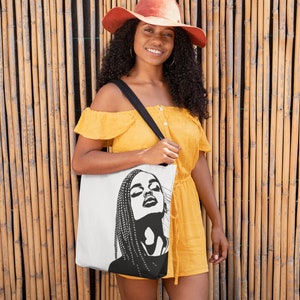 Starke schwarze Frau Einkaufstasche | Braune Mädchentasche | Afrikanische Einkaufstasche | Afrozentrische Tasche | Schwarze Mädchen-Einkaufstasche | Ethnische Einkaufstasche | Sista Tasche | Schwarz besessen